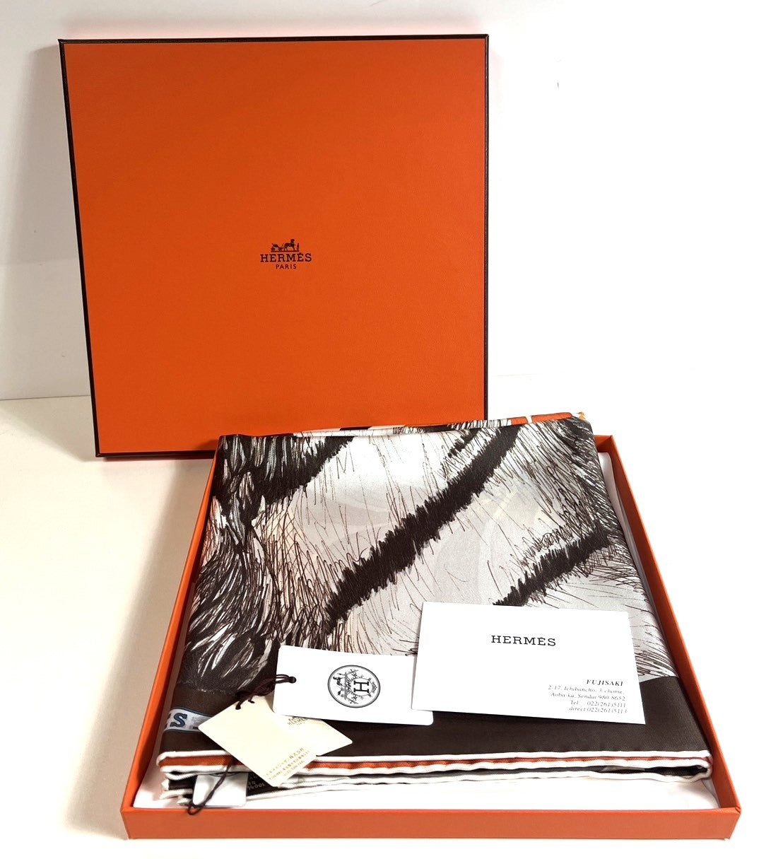 【中古美品】【レディース】 HERMES エルメス 未使用品 エルメス カレ90 ダブルフェイス TIGRE ROYAL 王者の虎 182-241016-SS-5-ich 万代Net店