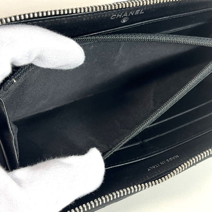 【中古品】【レディース】 CHANEL シャネル 長財布 ラウンドファスナー ラムスキン ステッチ ブラックシャネル 181-250723-AA-01-ich カラー：ブラック 万代Net店