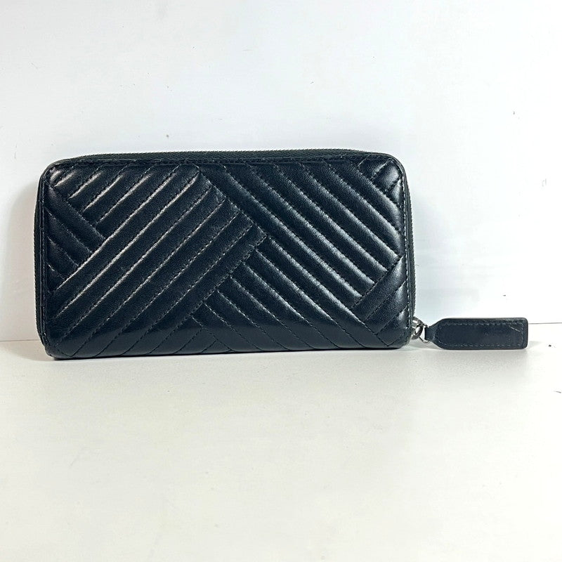 【中古品】【レディース】 CHANEL シャネル 長財布 ラウンドファスナー ラムスキン ステッチ ブラックシャネル 181-250723-AA-01-ich カラー：ブラック 万代Net店
