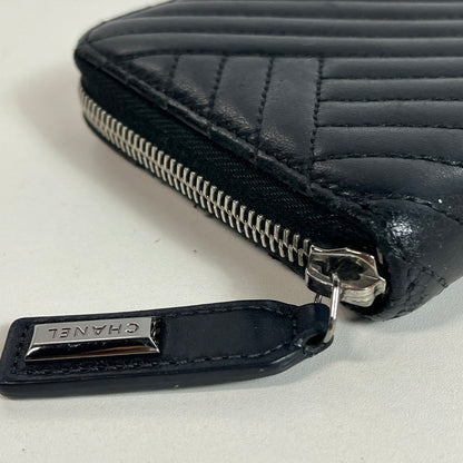 【中古品】【レディース】 CHANEL シャネル 長財布 ラウンドファスナー ラムスキン ステッチ ブラックシャネル 181-250723-AA-01-ich カラー：ブラック 万代Net店