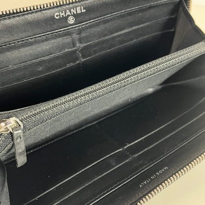 【中古品】【レディース】 CHANEL シャネル 長財布 ラウンドファスナー ラムスキン ステッチ ブラックシャネル 181-250723-AA-01-ich カラー：ブラック 万代Net店