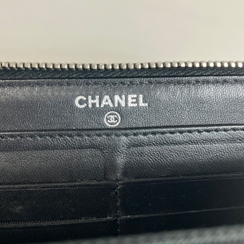 【中古品】【レディース】 CHANEL シャネル 長財布 ラウンドファスナー ラムスキン ステッチ ブラックシャネル 181-250723-AA-01-ich カラー：ブラック 万代Net店