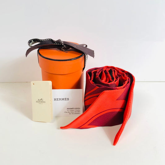 【中古美品】【レディース】 HERMES エルメス 未使用 エルメス ツイリー シルク100％ スカーフ クーペ・タトゥアージュ ボルドー 183-241119-SM-4-ich 万代Net店