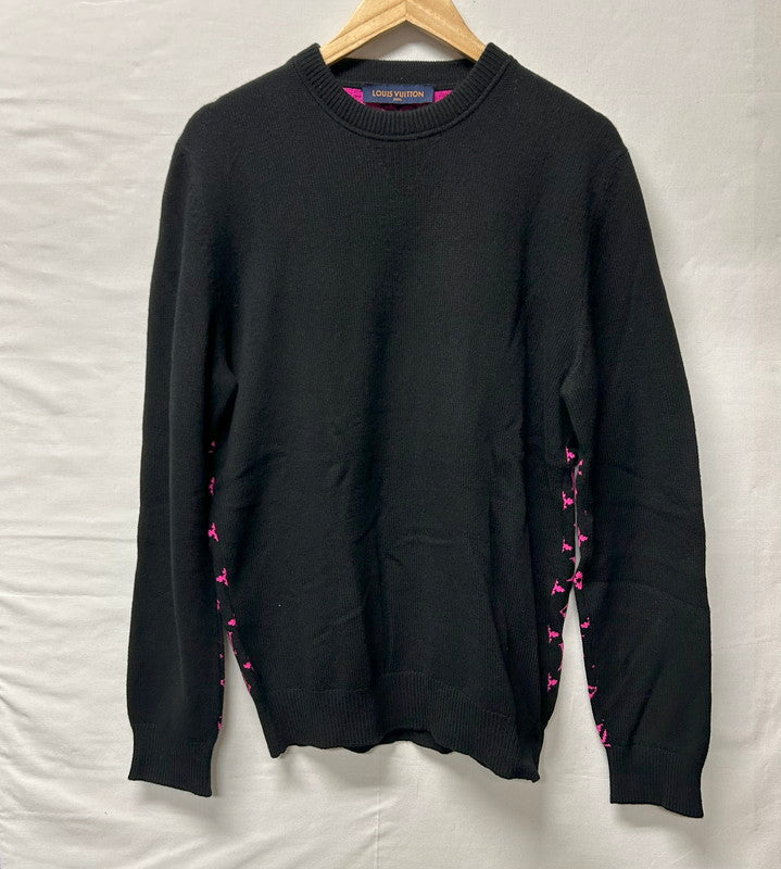 【中古美品】【メンズ/レディース】 LOUIS VUITTON ルイ・ヴィトン ハーフアンドハーフ モノグラム ニット カシミヤ セーター ピンク 183-250724-AA-13-ich サイズ：L カラー：ブラック・ピンク 万代Net店