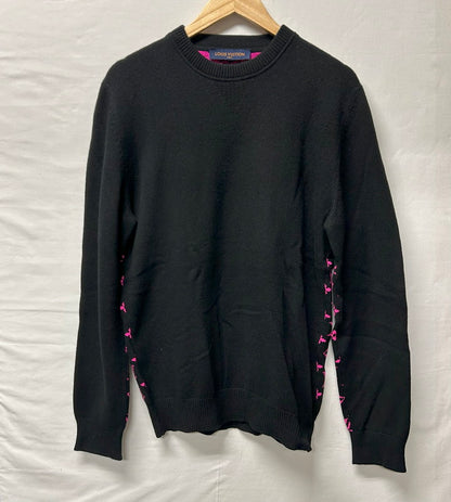 【中古美品】【メンズ/レディース】 LOUIS VUITTON ルイ・ヴィトン ハーフアンドハーフ モノグラム ニット カシミヤ セーター ピンク 183-250724-AA-13-ich サイズ：L カラー：ブラック・ピンク 万代Net店