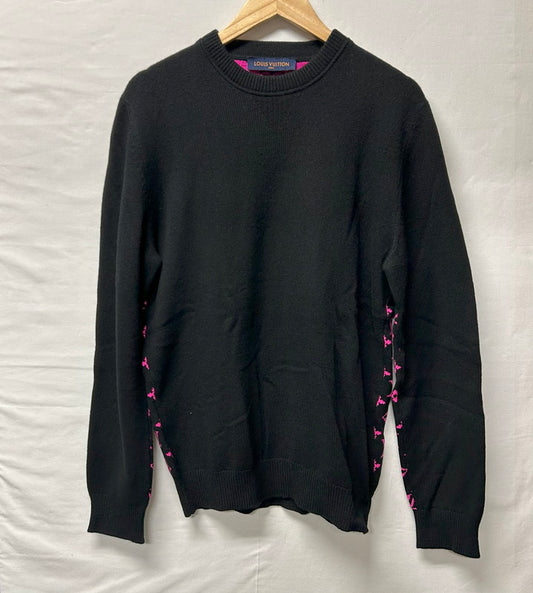【中古美品】【メンズ/レディース】 LOUIS VUITTON ルイ・ヴィトン ハーフアンドハーフ モノグラム ニット カシミヤ セーター ピンク 183-250724-AA-13-ich サイズ：L カラー：ブラック・ピンク 万代Net店