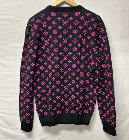【中古美品】【メンズ/レディース】 LOUIS VUITTON ルイ・ヴィトン ハーフアンドハーフ モノグラム ニット カシミヤ セーター ピンク 183-250724-AA-13-ich サイズ：L カラー：ブラック・ピンク 万代Net店