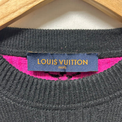 【中古美品】【メンズ/レディース】 LOUIS VUITTON ルイ・ヴィトン ハーフアンドハーフ モノグラム ニット カシミヤ セーター ピンク 183-250724-AA-13-ich サイズ：L カラー：ブラック・ピンク 万代Net店