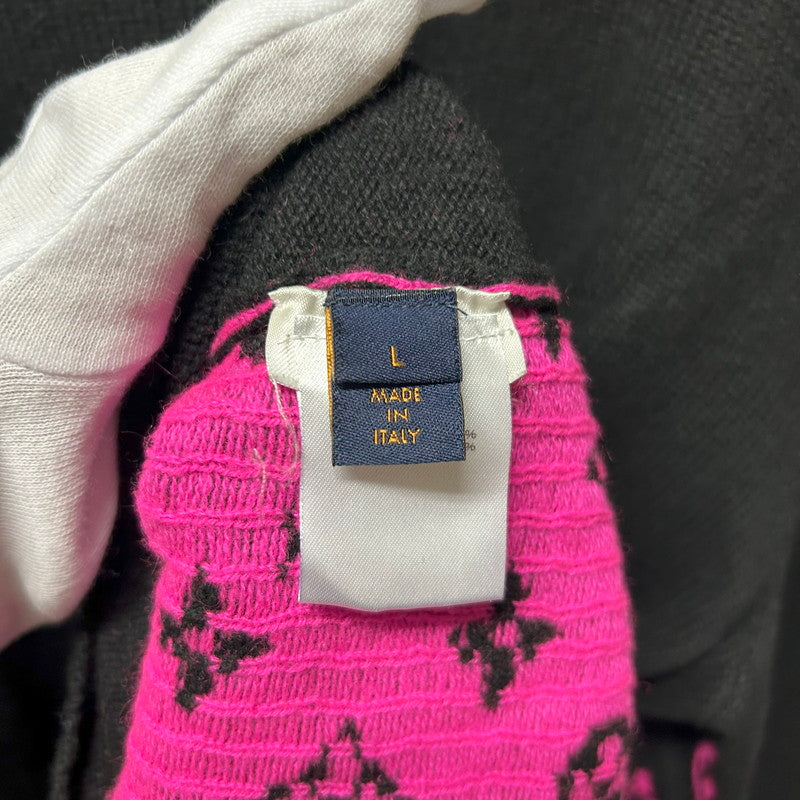 【中古美品】【メンズ/レディース】 LOUIS VUITTON ルイ・ヴィトン ハーフアンドハーフ モノグラム ニット カシミヤ セーター ピンク 183-250724-AA-13-ich サイズ：L カラー：ブラック・ピンク 万代Net店