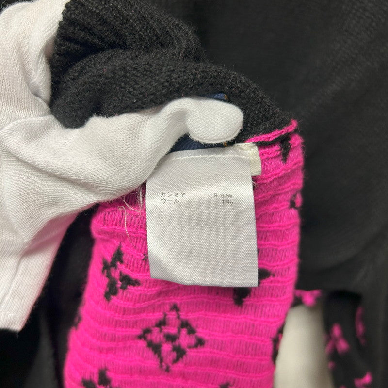 【中古美品】【メンズ/レディース】 LOUIS VUITTON ルイ・ヴィトン ハーフアンドハーフ モノグラム ニット カシミヤ セーター ピンク 183-250724-AA-13-ich サイズ：L カラー：ブラック・ピンク 万代Net店