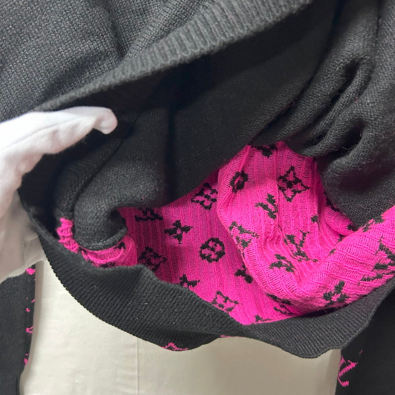 【中古美品】【メンズ/レディース】 LOUIS VUITTON ルイ・ヴィトン ハーフアンドハーフ モノグラム ニット カシミヤ セーター ピンク 183-250724-AA-13-ich サイズ：L カラー：ブラック・ピンク 万代Net店