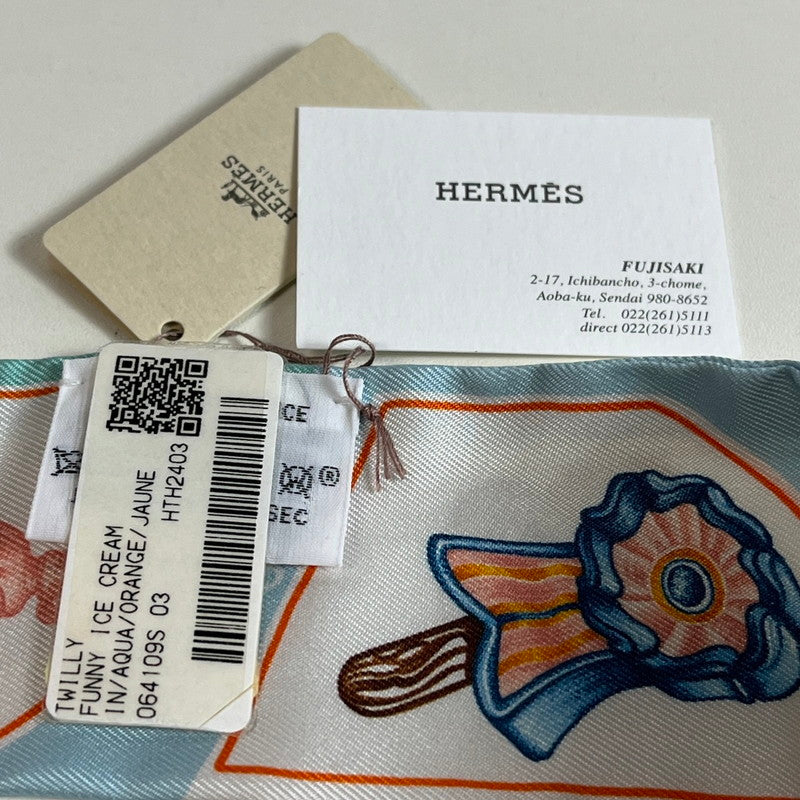 【中古美品】【レディース】 HERMES エルメス 未使用 エルメス HERMES ツイリー スカーフ ファニー・アイスクリーム 185-250122-SS-03-ich 万代Net店