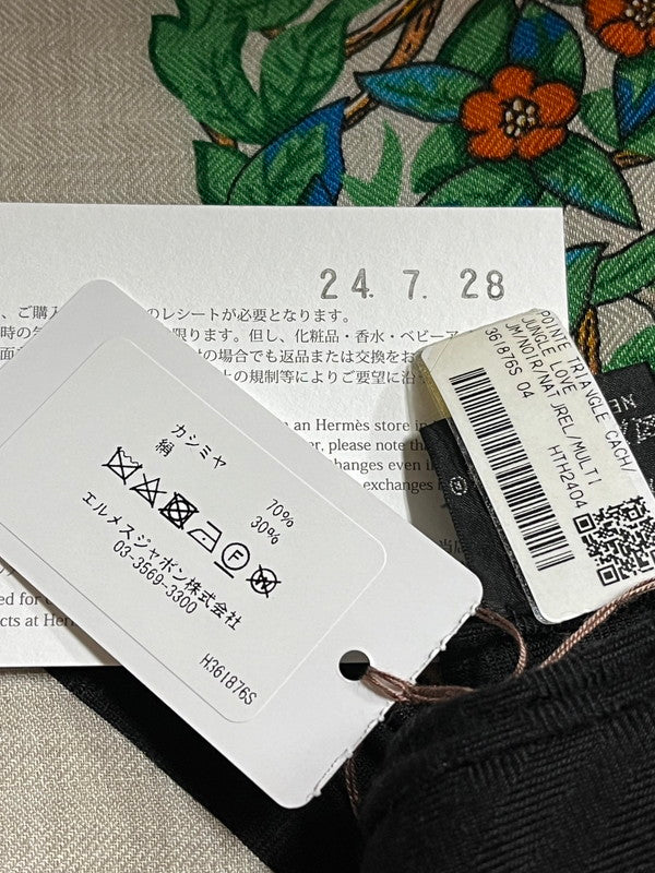 【中古美品】【レディース】 HERMES エルメス 未使用 Hermes エルメス スカーフ カレ トライアングル jungle love カシミヤシルク 183-250116-SS-03-ich 万代Net店