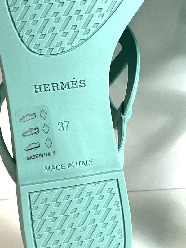 【中古美品】【レディース】 HERMES エルメス 未使用 Hermes エルメス エジェリ サンダル ラバー サイズ37 シェーヌダンクル ヴェールアンブラン 183-250116-SS-05-ich サイズ：37 万代Net店