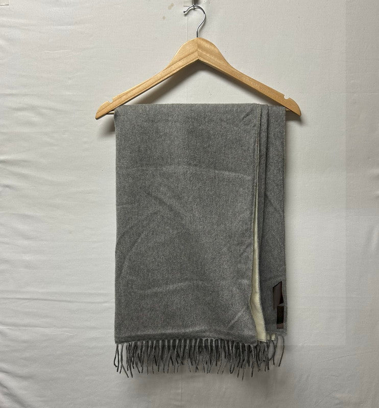 【中古品】【レディース】 LOEWE ロエベ ストール カシミヤ100%/ゴートレザー 山羊革 グレー/ベージュ リバーシブル スカーフ マフラー ヴィンテージ 187-250725-AA-02-ich カラー：グレー 万代Net店