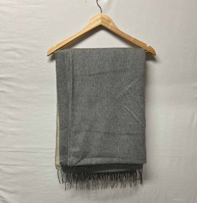 【中古品】【レディース】 LOEWE ロエベ ストール カシミヤ100%/ゴートレザー 山羊革 グレー/ベージュ リバーシブル スカーフ マフラー ヴィンテージ 187-250725-AA-02-ich カラー：グレー 万代Net店