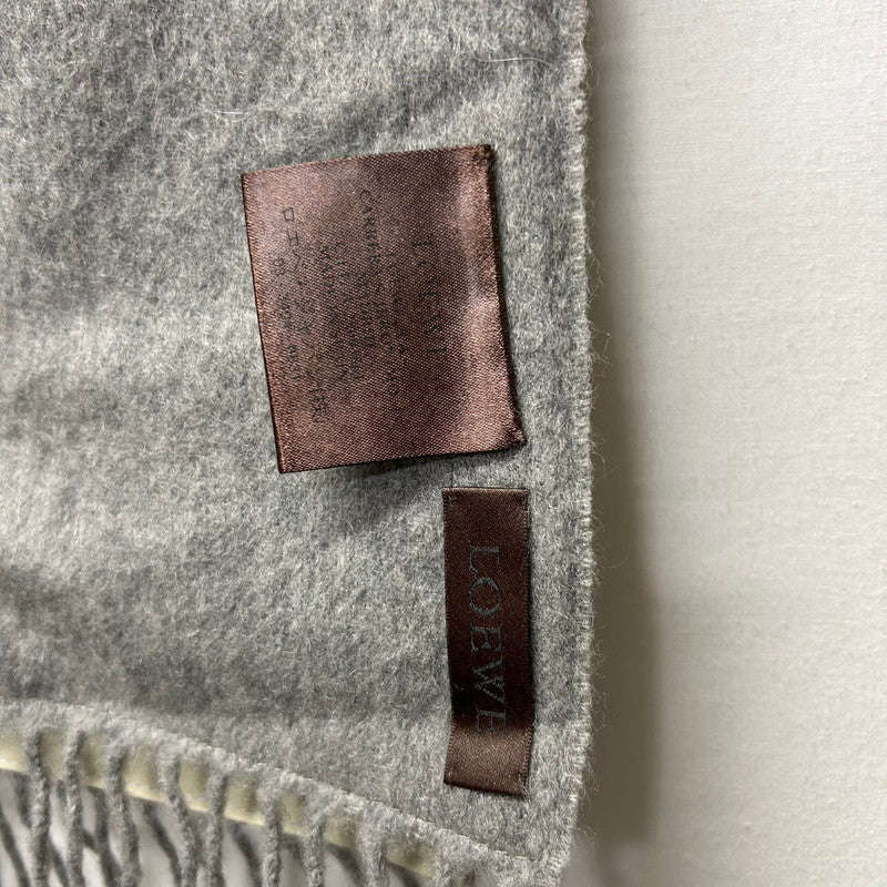 【中古品】【レディース】 LOEWE ロエベ ストール カシミヤ100%/ゴートレザー 山羊革 グレー/ベージュ リバーシブル スカーフ マフラー ヴィンテージ 187-250725-AA-02-ich カラー：グレー 万代Net店