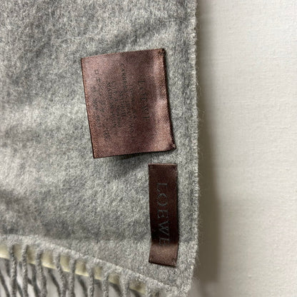 【中古品】【レディース】 LOEWE ロエベ ストール カシミヤ100%/ゴートレザー 山羊革 グレー/ベージュ リバーシブル スカーフ マフラー ヴィンテージ 187-250725-AA-02-ich カラー：グレー 万代Net店