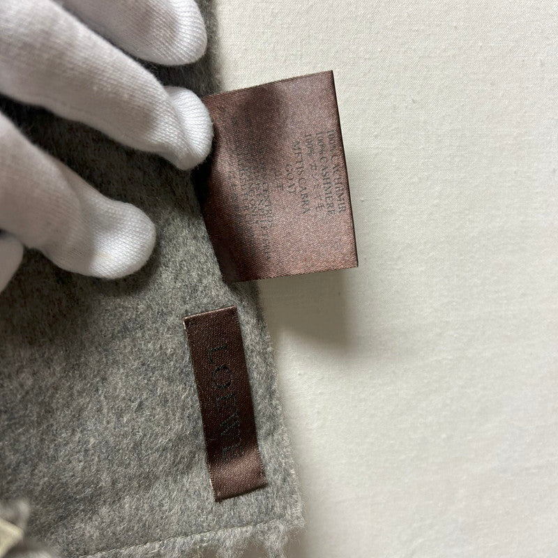 【中古品】【レディース】 LOEWE ロエベ ストール カシミヤ100%/ゴートレザー 山羊革 グレー/ベージュ リバーシブル スカーフ マフラー ヴィンテージ 187-250725-AA-02-ich カラー：グレー 万代Net店