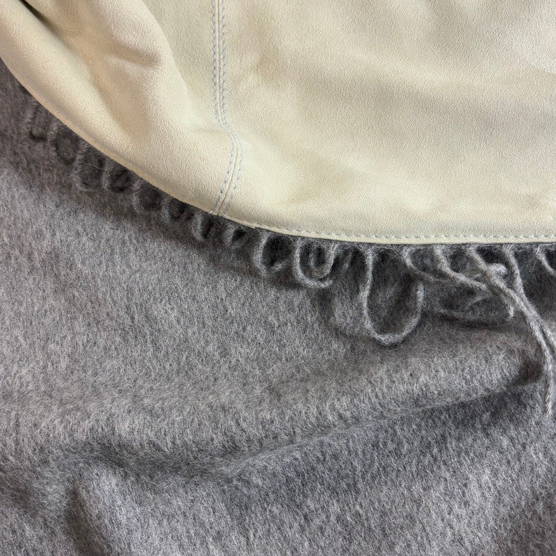 【中古品】【レディース】 LOEWE ロエベ ストール カシミヤ100%/ゴートレザー 山羊革 グレー/ベージュ リバーシブル スカーフ マフラー ヴィンテージ 187-250725-AA-02-ich カラー：グレー 万代Net店