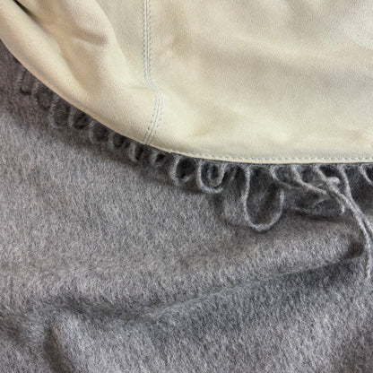 【中古品】【レディース】 LOEWE ロエベ ストール カシミヤ100%/ゴートレザー 山羊革 グレー/ベージュ リバーシブル スカーフ マフラー ヴィンテージ 187-250725-AA-02-ich カラー：グレー 万代Net店