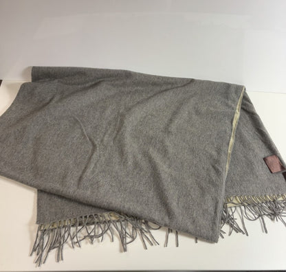 【中古品】【レディース】 LOEWE ロエベ ストール カシミヤ100%/ゴートレザー 山羊革 グレー/ベージュ リバーシブル スカーフ マフラー ヴィンテージ 187-250725-AA-02-ich カラー：グレー 万代Net店