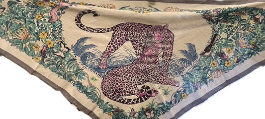 【中古美品】【レディース】 HERMES エルメス 未使用 Hermes エルメス スカーフ カレ トライアングル jungle love カシミヤシルク 182-250204-SS-03-ich 万代Net店