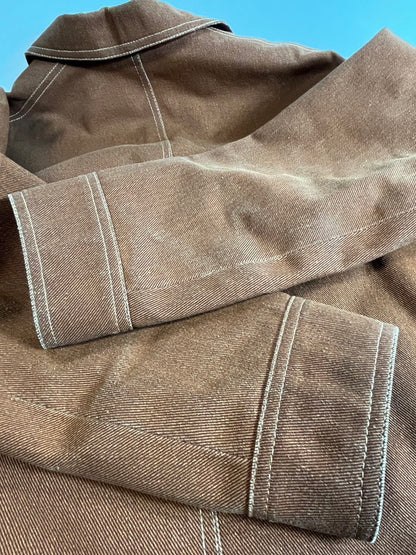 【中古品】【レディース】 HERMES エルメス Hermes エルメス デニムジャケット レディース ブラウン コットン/シルク 金ボタン ヴィンテージ 38 183-250122-SS-14-ich 万代Net店