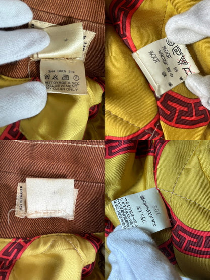 【中古品】【レディース】 HERMES エルメス Hermes エルメス デニムジャケット レディース ブラウン コットン/シルク 金ボタン ヴィンテージ 38 183-250122-SS-14-ich 万代Net店