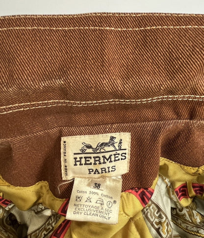 【中古品】【レディース】 HERMES エルメス Hermes エルメス デニムジャケット レディース ブラウン コットン/シルク 金ボタン ヴィンテージ 38 183-250122-SS-14-ich 万代Net店