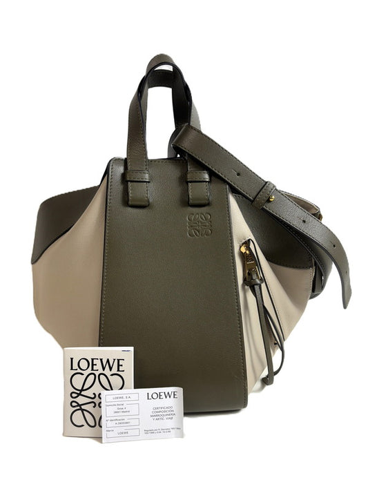 【中古美品】【レディース】  LOEWE ロエベ ハンモックバッグ スモール バイカラー グリーン/オーツ 2way ショルダーバッグ ハンドバッグ 180-250225-SS-06-ich 万代Net店