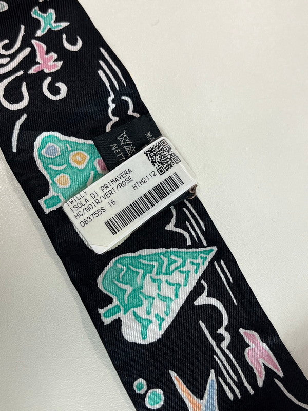 【中古美品】【レディース】 HERMES エルメス 未使用 エルメス ツイリー ISOLA DI PRIMAVERA 春の島 スカーフ シルク ブラック 187-250303-SS-04-ich 万代Net店