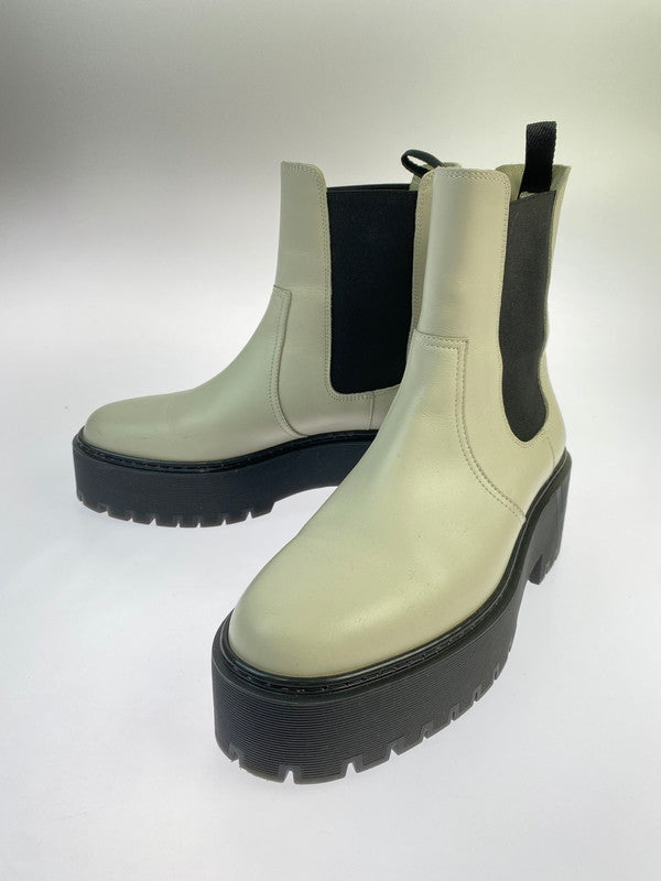 【中古品】【レディース】 HERMES エルメス ハロウ サイドゴアブーツ レザー 靴 シューズ 167-260301-AS-21-min サイズ：下記参照 カラー：ホワイト/ブラック 万代Net店