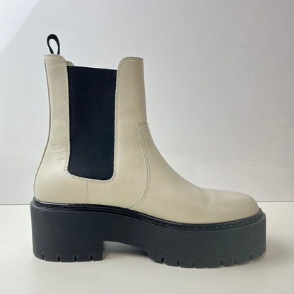 【中古品】【レディース】 HERMES エルメス ハロウ サイドゴアブーツ レザー 靴 シューズ 167-260301-AS-21-min サイズ：下記参照 カラー：ホワイト/ブラック 万代Net店