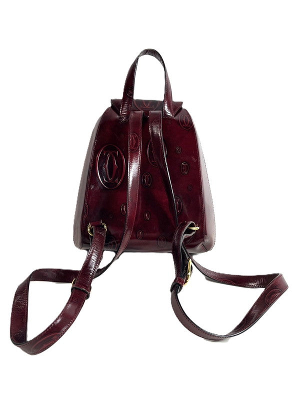 【中古品】【レディース】 CARTIER カルティエ Cartier カルティエ ハッピーバースデー リュックサック バッグ レザー ボルドー 180-250513-SS-05-ich 万代Net店