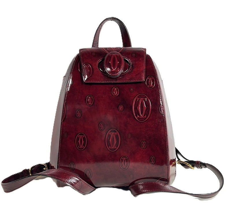 【中古品】【レディース】 CARTIER カルティエ Cartier カルティエ ハッピーバースデー リュックサック バッグ レザー ボルドー 180-250513-SS-05-ich 万代Net店