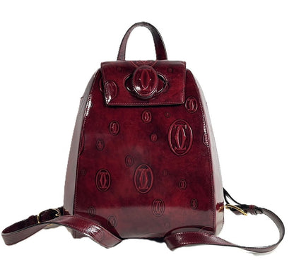 【中古品】【レディース】 CARTIER カルティエ Cartier カルティエ ハッピーバースデー リュックサック バッグ レザー ボルドー 180-250513-SS-05-ich 万代Net店