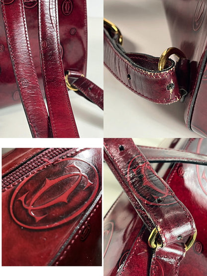 【中古品】【レディース】 CARTIER カルティエ Cartier カルティエ ハッピーバースデー リュックサック バッグ レザー ボルドー 180-250513-SS-05-ich 万代Net店