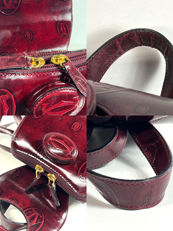 【中古品】【レディース】 CARTIER カルティエ Cartier カルティエ ハッピーバースデー リュックサック バッグ レザー ボルドー 180-250513-SS-05-ich 万代Net店