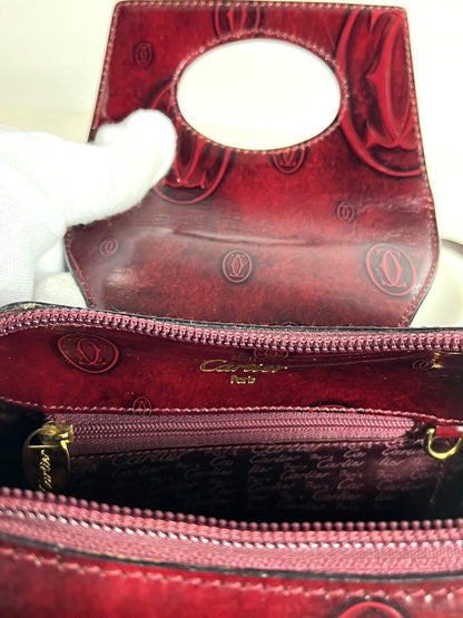 【中古品】【レディース】 CARTIER カルティエ Cartier カルティエ ハッピーバースデー リュックサック バッグ レザー ボルドー 180-250513-SS-05-ich 万代Net店