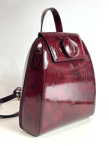 【中古品】【レディース】 CARTIER カルティエ Cartier カルティエ ハッピーバースデー リュックサック バッグ レザー ボルドー 180-250513-SS-05-ich 万代Net店