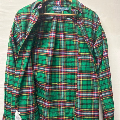 【中古品】【メンズ】 RALPH LAUREN ラルフローレン チェックネルシャツ グリーン ボタンダウン サイズXS 147-250724-AA-01-ich サイズ：XS カラー：グリーン 万代Net店
