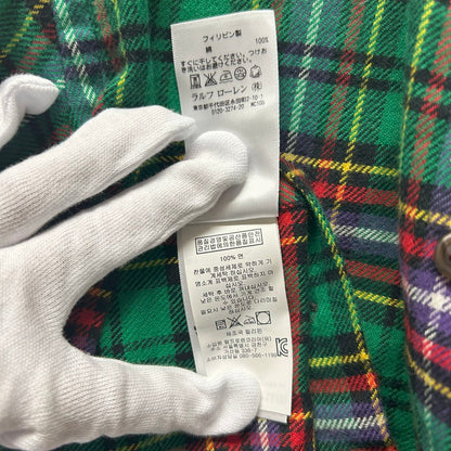 【中古品】【メンズ】 RALPH LAUREN ラルフローレン チェックネルシャツ グリーン ボタンダウン サイズXS 147-250724-AA-01-ich サイズ：XS カラー：グリーン 万代Net店