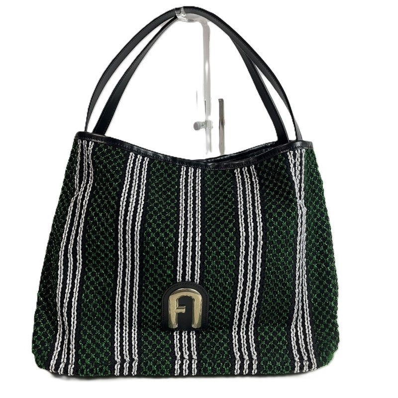 【中古美品】【レディース】 未使用品 フルラ トートバッグ WB00919 ストライプロープ プリムラ ホーボーバッグ L ソレントカーフスキン グリーン ストライプ メッシュ あみあみ 180-250608-SS-08-ich 万代Net店