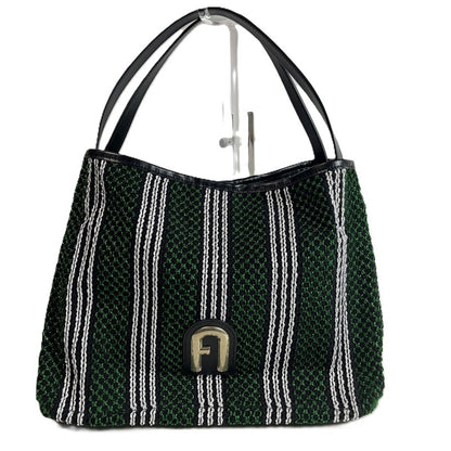 【中古美品】【レディース】 未使用品 フルラ トートバッグ WB00919 ストライプロープ プリムラ ホーボーバッグ L ソレントカーフスキン グリーン ストライプ メッシュ あみあみ 180-250608-SS-08-ich 万代Net店
