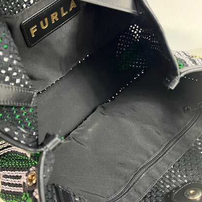 【中古美品】【レディース】 未使用品 フルラ トートバッグ WB00919 ストライプロープ プリムラ ホーボーバッグ L ソレントカーフスキン グリーン ストライプ メッシュ あみあみ 180-250608-SS-08-ich 万代Net店