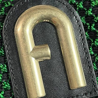 【中古美品】【レディース】 未使用品 フルラ トートバッグ WB00919 ストライプロープ プリムラ ホーボーバッグ L ソレントカーフスキン グリーン ストライプ メッシュ あみあみ 180-250608-SS-08-ich 万代Net店