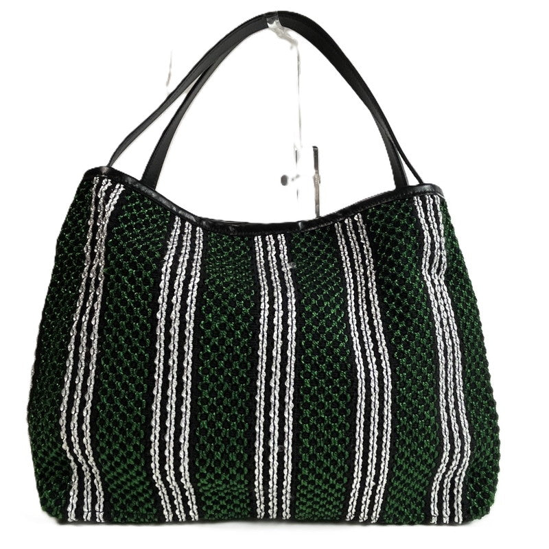 【中古美品】【レディース】 未使用品 フルラ トートバッグ WB00919 ストライプロープ プリムラ ホーボーバッグ L ソレントカーフスキン グリーン ストライプ メッシュ あみあみ 180-250608-SS-08-ich 万代Net店