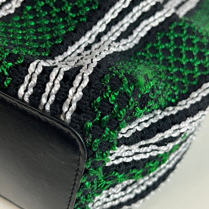 【中古美品】【レディース】 未使用品 フルラ トートバッグ WB00919 ストライプロープ プリムラ ホーボーバッグ L ソレントカーフスキン グリーン ストライプ メッシュ あみあみ 180-250608-SS-08-ich 万代Net店