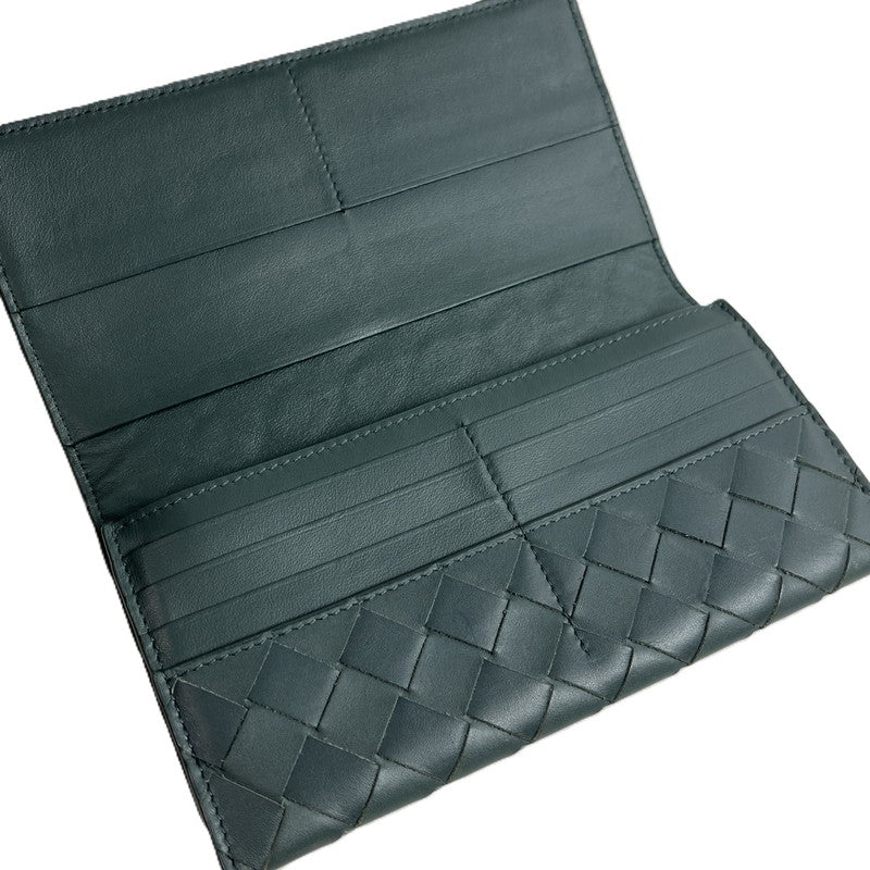 【中古品】【レディース】 ボッテガヴェネタ BOTTEGA VENETA 二つ折り長財布 イントレチャート 181-250905-SS-01-ich カラー：ダークグリーン系 万代Net店